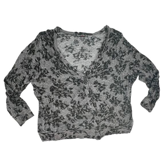 French Laundry Long Sleeve Floral Sweater Plus Size 22/24 Black Gray - Picture 1 of 11